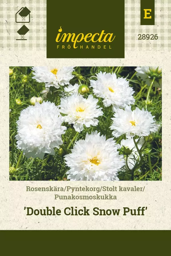 PUNAKOSMOSKUKKA DOUBLE CLICK SNOW PUFF - Muut kesäkukkien siemenet - 7332756289266 - 1