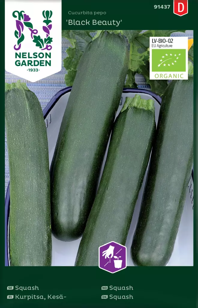 KESÄKURPITSA BLACK BEAUTY, LUOMUSIEMEN - Kurpitsan siemenet - 7312600914377 - 2