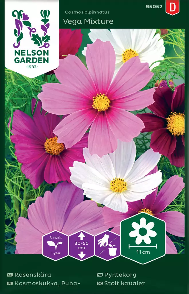 PUNAKOSMOSKUKKA VEGA MIXTURE, SEOS - Muut kesäkukkien siemenet - 7312600950528 - 2